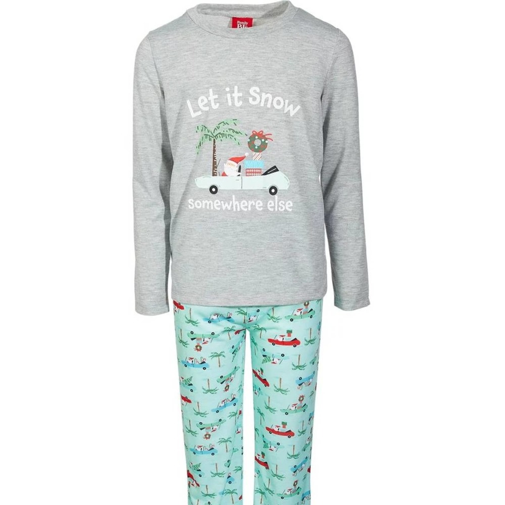 Family Pajamas Toddler Let It Snow Tee Pants Pajama Sets Gray Green  2T-3T NWT